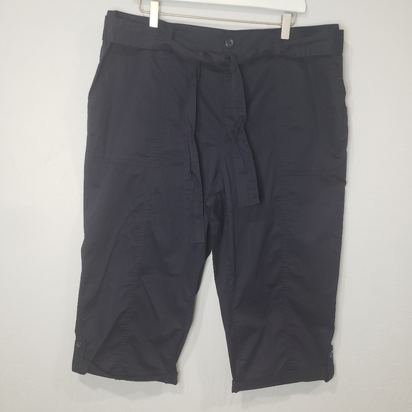 Lane Bryant Belted Utility Poplin Pedal Pants Size 16 in Navy Blue - Picture 3 of 13